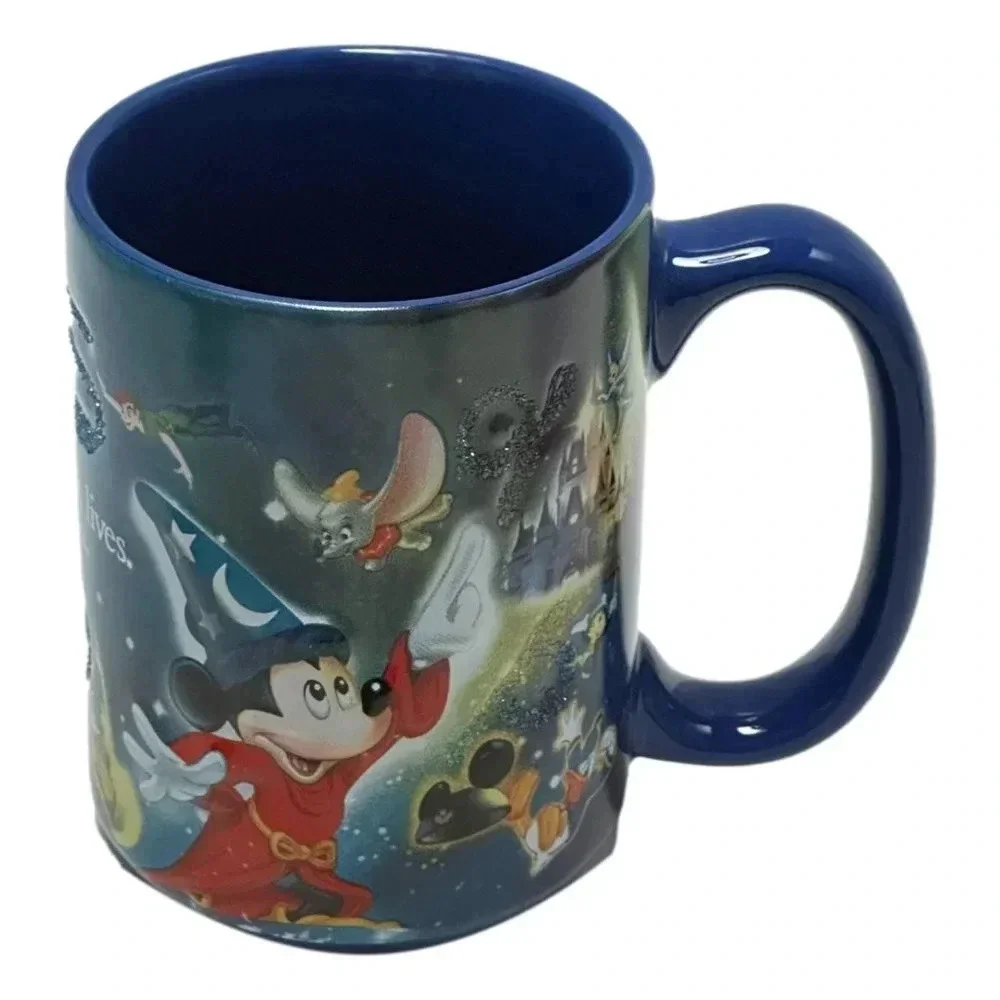 Walt Disney World Theme  Park Mug Where Magic Mug Blue 3D with Glitter - Picture 2 of 8